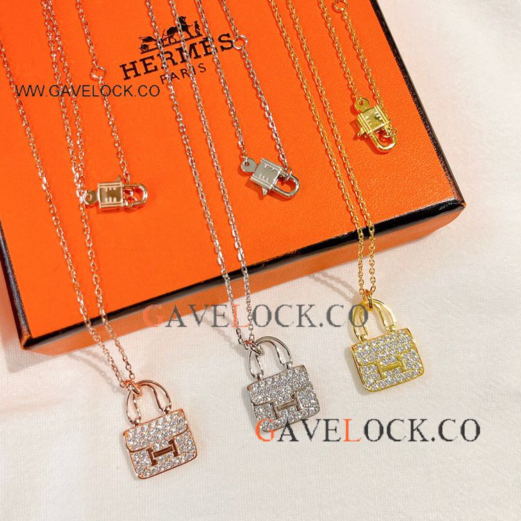 Iced Out Hermes Constance Necklace S925 Pendant